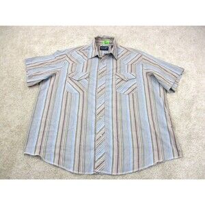 Wrangler Shirt Men 1XB Brown Blue Pearl Snap Western Short Sleeve Big 1X Casual